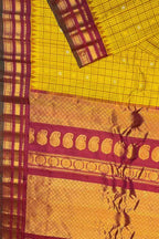 Stunning Yellow Handloom Gadwal Silk Saree - Luxurion World