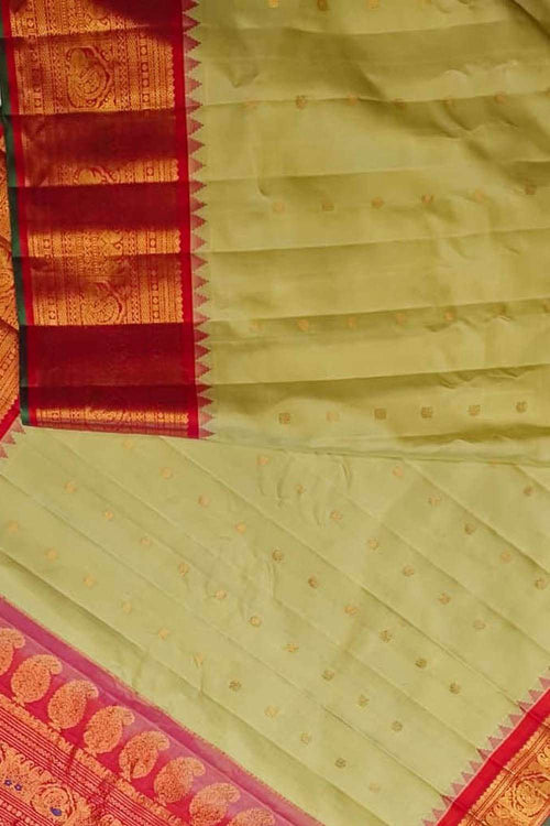Exquisite Pastel Handloom Gadwal Pure Silk Saree - Luxurion World