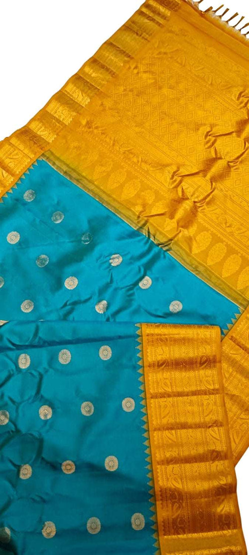 Exquisite Blue Handloom Gadwal Pure Silk Saree - Luxurion World