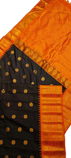 Exquisite Black Handloom Gadwal Pure Silk Saree - Luxurion World