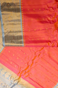Exquisite Peach Handloom Gadwal Pure Silk Saree - Luxurion World