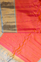 Exquisite Peach Handloom Gadwal Pure Silk Saree - Luxurion World