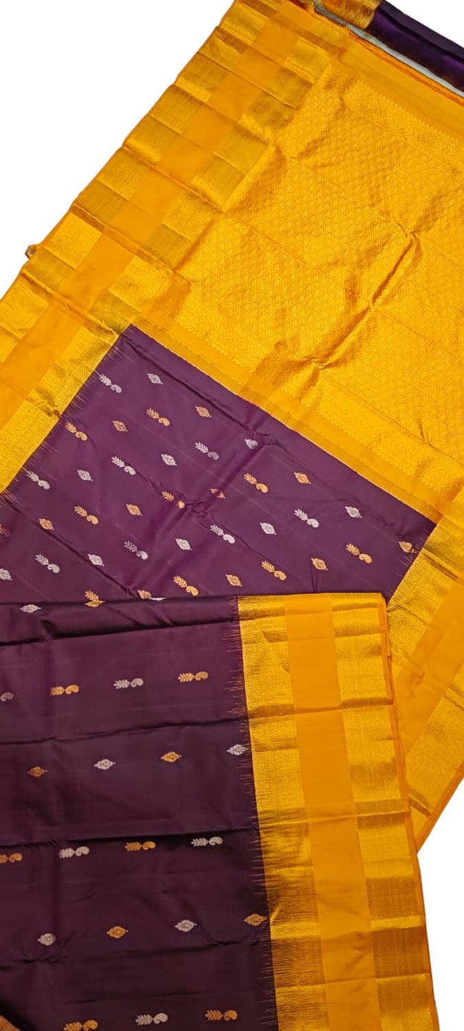 Exquisite Purple Handloom Gadwal Pure Silk Saree - Luxurion World
