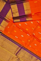 Orange Handloom Gadwal Pure Silk Saree - Luxurion World