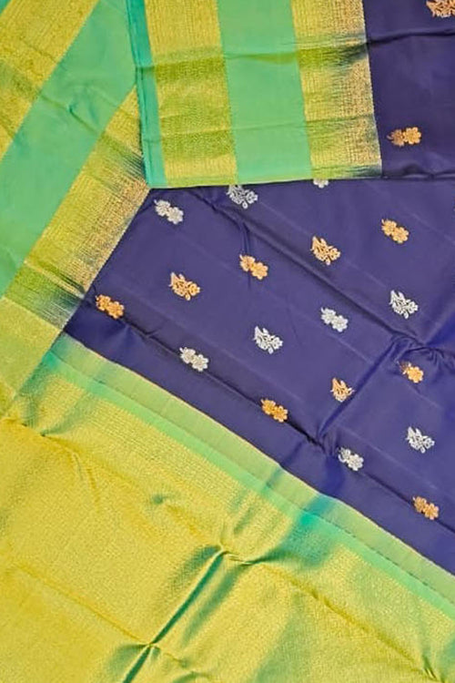 Exquisite Blue Handloom Gadwal Pure Silk Saree - Luxurion World