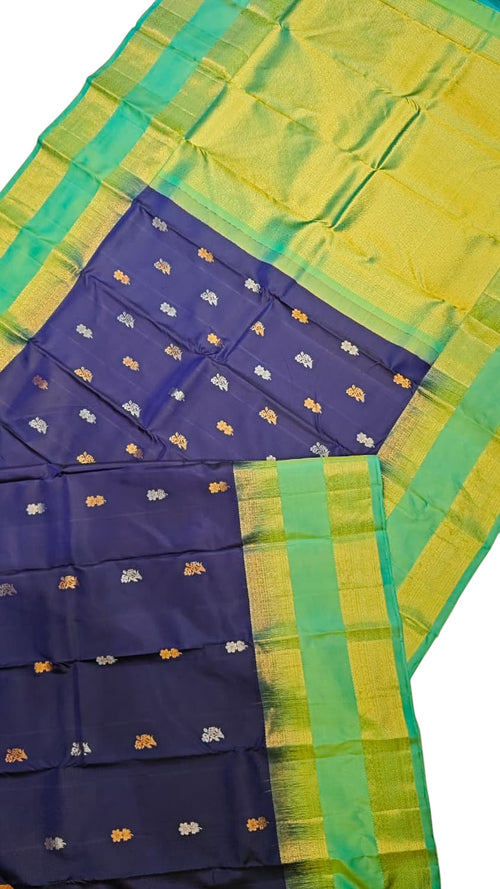 Exquisite Blue Handloom Gadwal Pure Silk Saree - Luxurion World