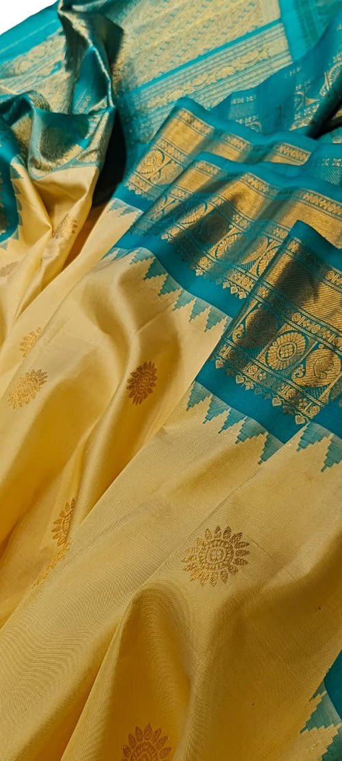 Pastel Handloom Gadwal Pure Silk Saree - Luxurion World