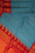 Blue Handloom Gadwal Pure Silk Saree - Luxurion World