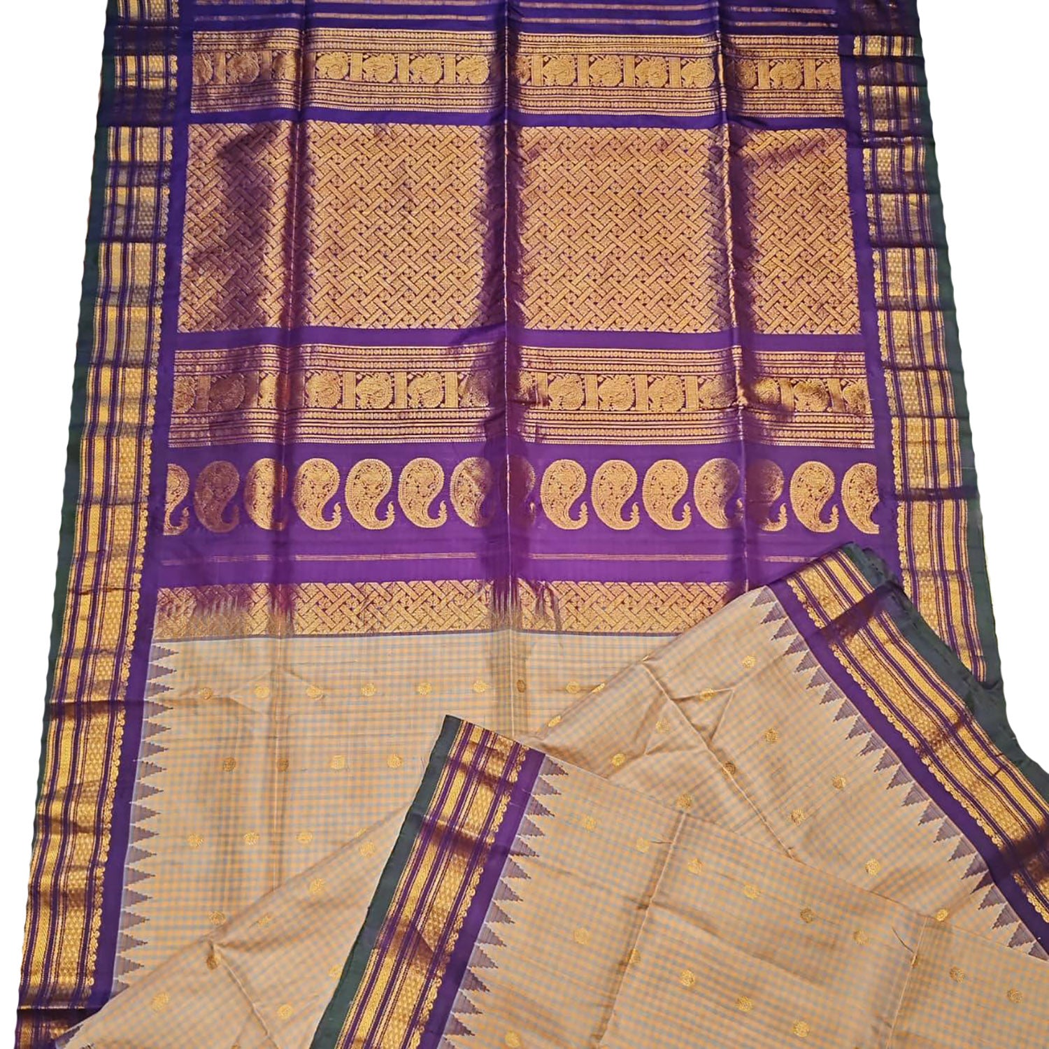 Pastel Handloom Gadwal Pure Silk Saree - Luxurion World