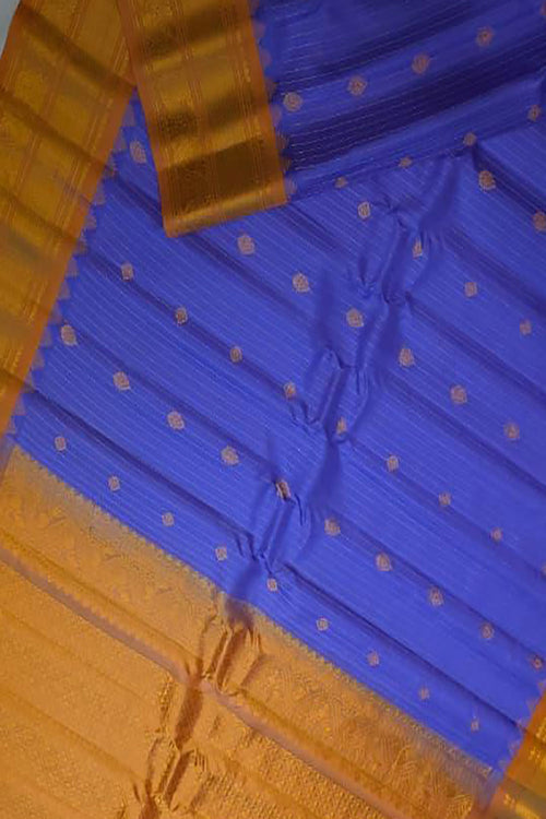 Blue Handloom Gadwal Pure Silk Saree - Luxurion World