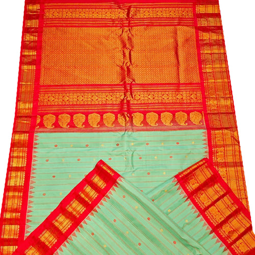 Green Handloom Gadwal Pure Silk Saree - Luxurion World