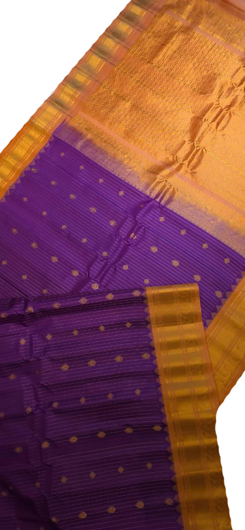 Purple Handloom Gadwal Pure Silk Saree - Luxurion World