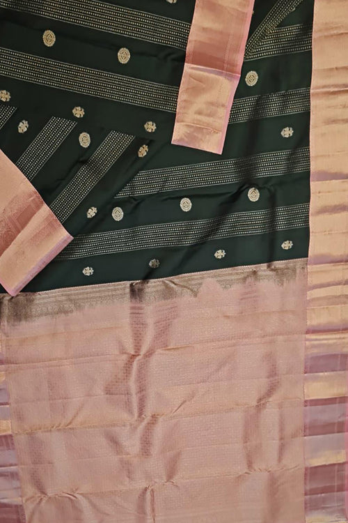 Black Handloom Gadwal Pure Silk Saree - Luxurion World