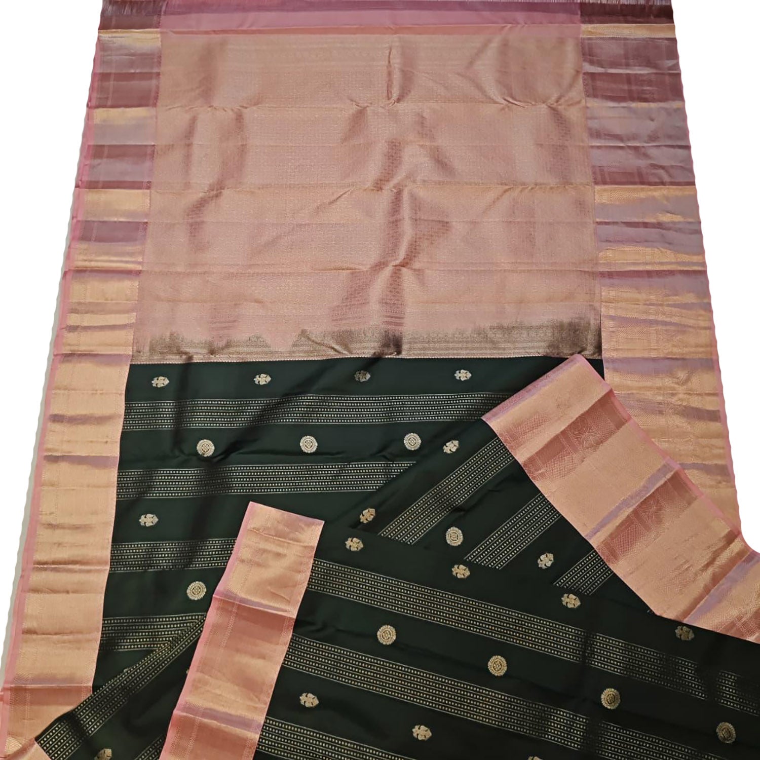 Black Handloom Gadwal Pure Silk Saree - Luxurion World