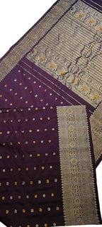 Maroon Handloom Gadwal Pure Silk Saree - Luxurion World