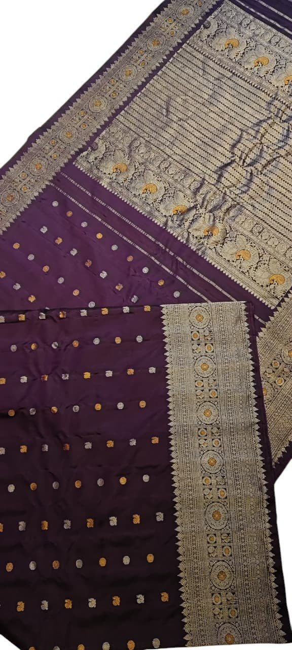Maroon Handloom Gadwal Pure Silk Saree - Luxurion World