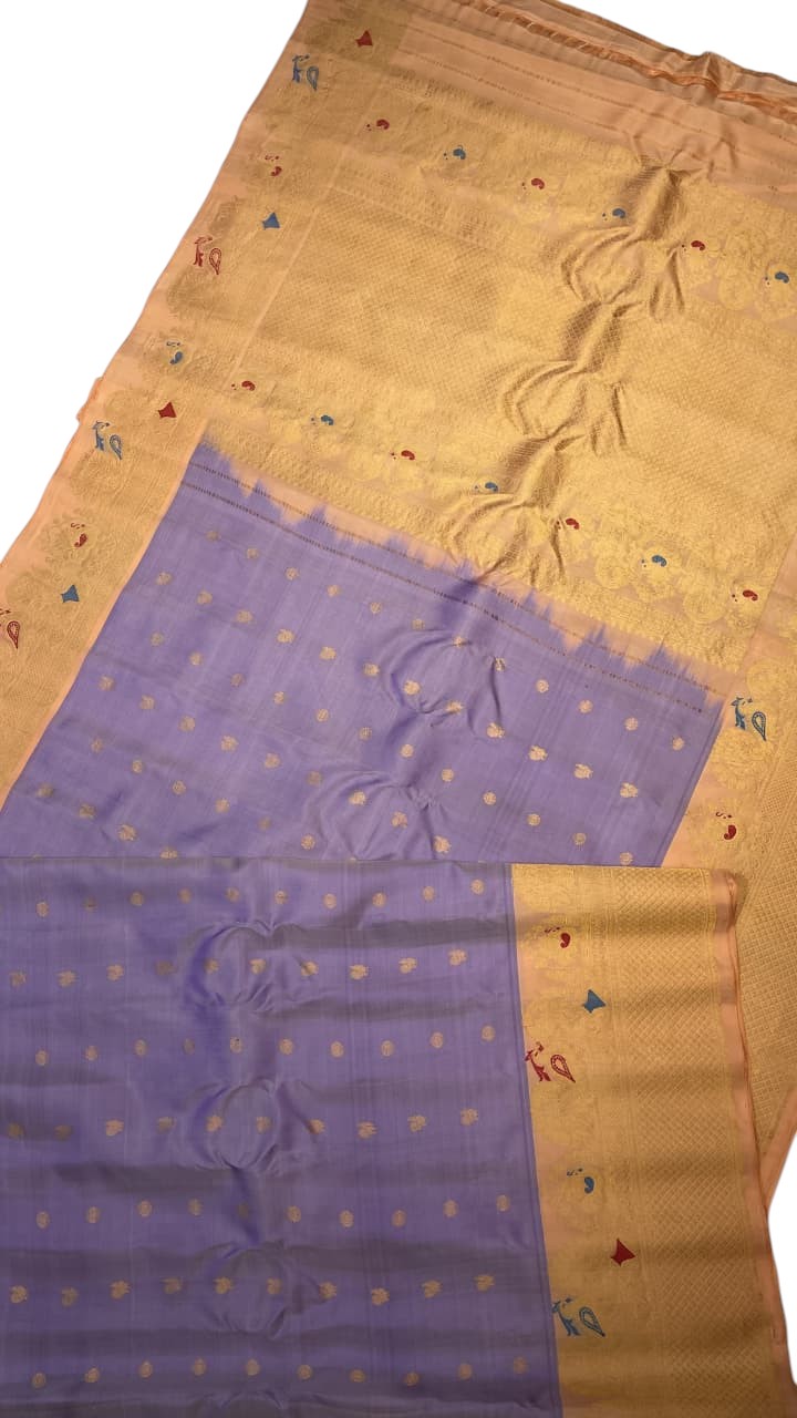 Purple Handloom Gadwal Pure Silk Saree - Luxurion World