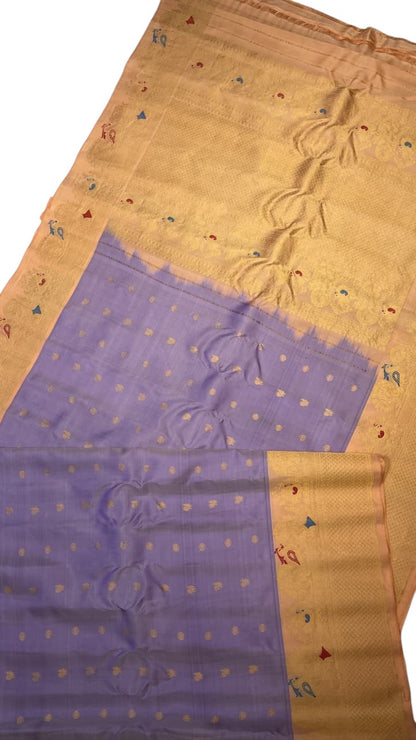 Purple Handloom Gadwal Pure Silk Saree - Luxurion World