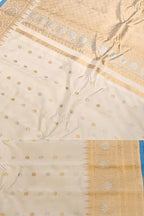 White Handloom Gadwal Pure Silk Saree - Luxurion World