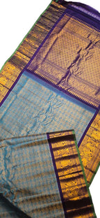 Blue Handloom Gadwal Pure Silk Saree