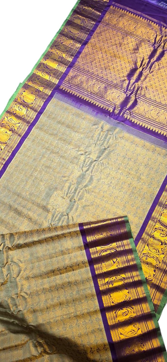 Purple Handloom Gadwal Pure Silk Saree