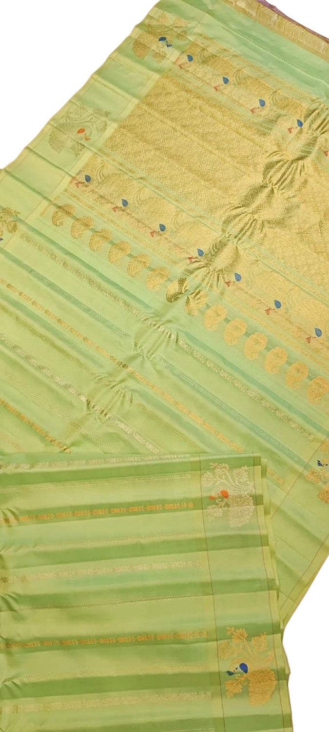 Green Handloom Gadwal Pure Silk Saree