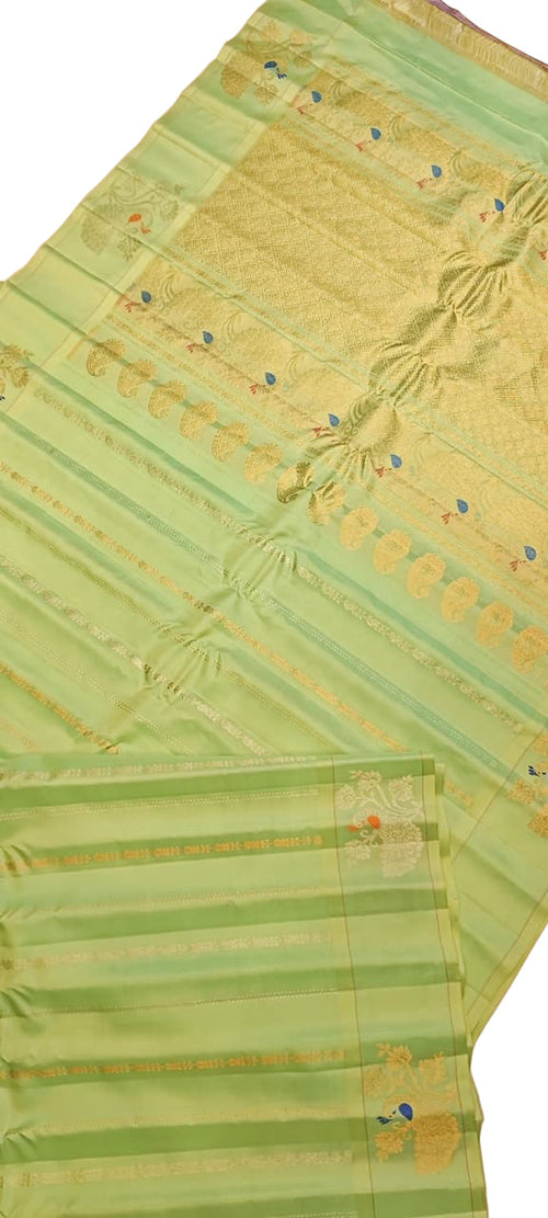 Green Handloom Gadwal Pure Silk Saree