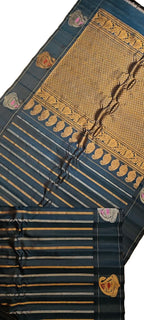 Black Handloom Gadwal Pure Silk Saree