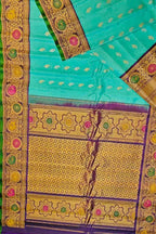 Blue Gadwal Pure Silk Saree — Handloom Zari Weave, Wedding