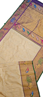 Pastel Gadwal Pure Silk Saree — Soft Zari Weave, Daytime Festive
