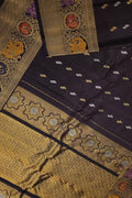 Black Gadwal Pure Silk Saree — Gold Zari Border, Formal Festive