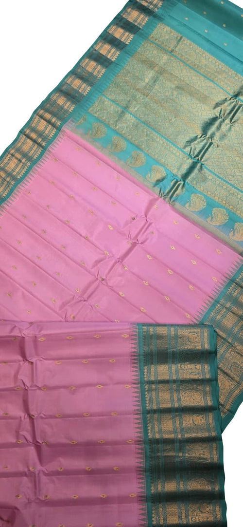 PS1G1MC126091002 Pink Handloom Gadwal Pure Silk Saree