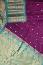PS1G1MC126091003 Purple Handloom Gadwal Pure Silk Saree