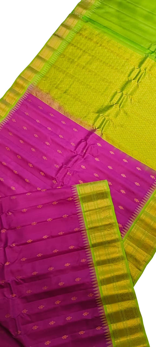 PS1G1MC126091005 Pink Handloom Gadwal Pure Silk Saree