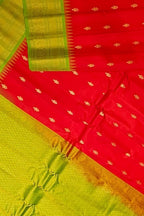 PS1G1MC126091008 Red Handloom Gadwal Pure Silk Saree