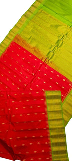 PS1G1MC126091008 Red Handloom Gadwal Pure Silk Saree