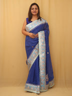 Stunning Blue Gota Patti Georgette Saree for Elegant Occasions - Luxurion World
