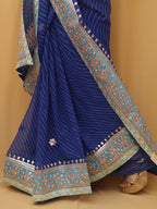 Stunning Blue Gota Patti Georgette Saree for Elegant Occasions - Luxurion World