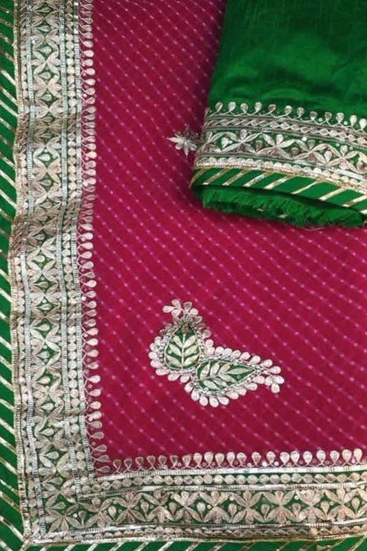 Pink and Green Gota Patti Georgette Saree: A Stunning Ethnic Ensemble - Luxurion World