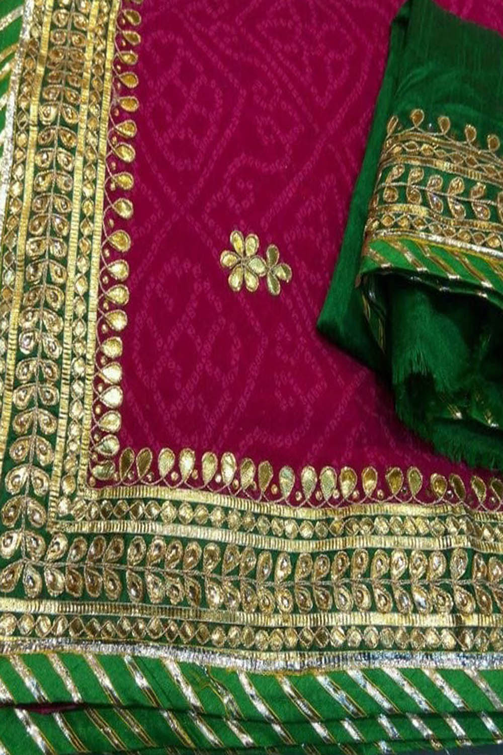 Pink and Green Gota Patti Georgette Saree: A Stunning Ethnic Ensemble - Luxurion World