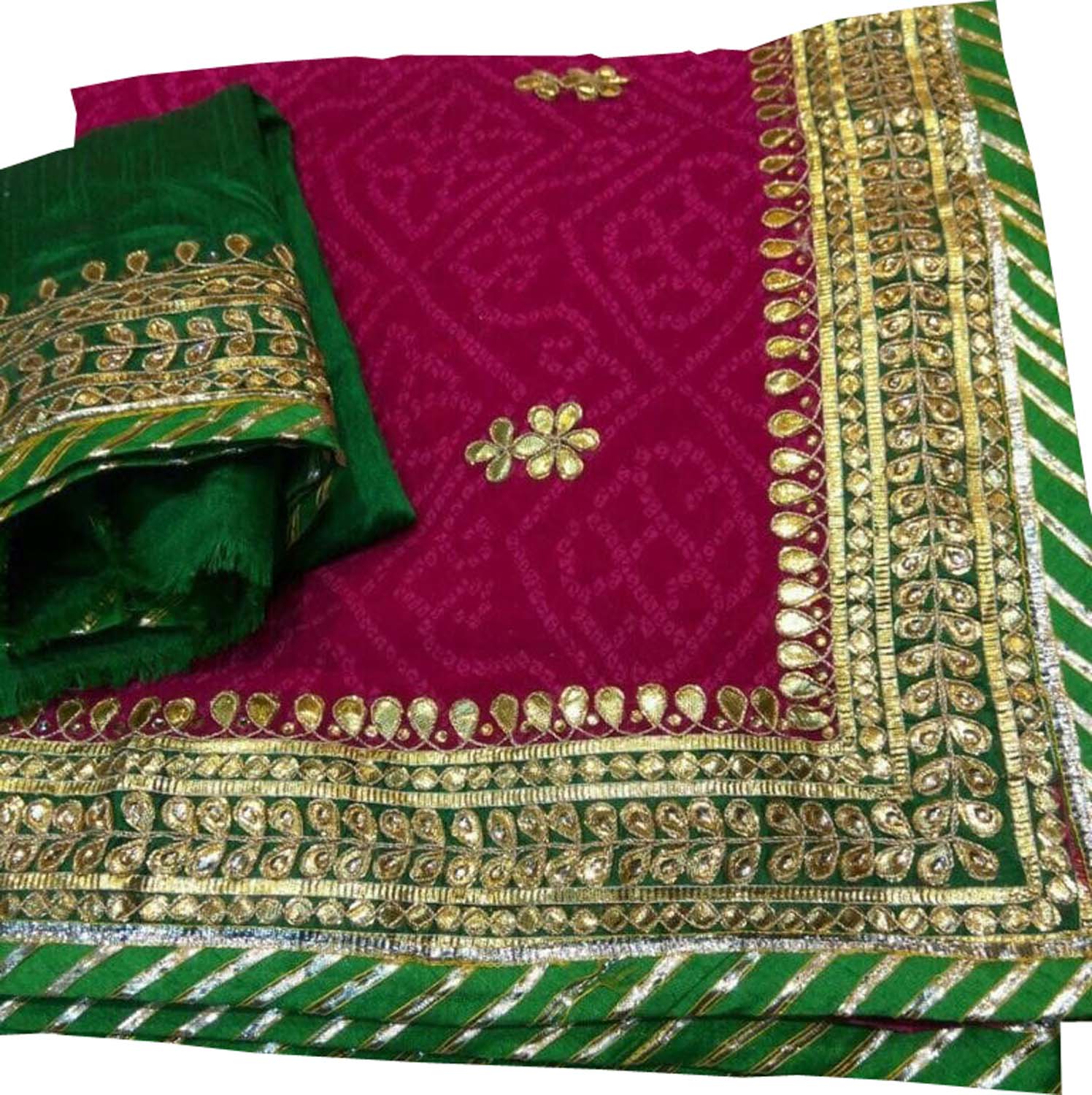 Pink and Green Gota Patti Georgette Saree: A Stunning Ethnic Ensemble - Luxurion World