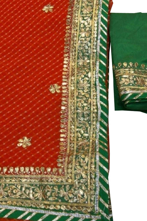 Stunning Orange and Green Gota Patti Georgette Saree for a Chic Look - Luxurion World