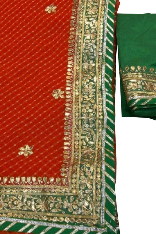 Stunning Orange and Green Gota Patti Georgette Saree for a Chic Look - Luxurion World