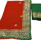 Stunning Orange and Green Gota Patti Georgette Saree for a Chic Look - Luxurion World