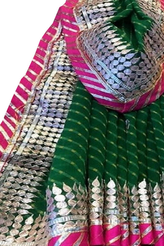 Stunning Green Gota Patti Georgette Saree - Perfect for Any Occasion - Luxurion World