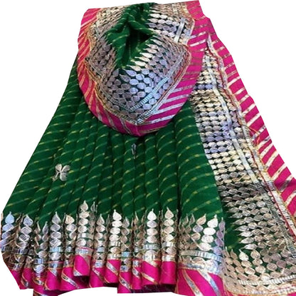 Stunning Green Gota Patti Georgette Saree - Perfect for Any Occasion - Luxurion World