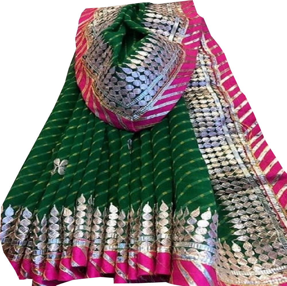 Stunning Green Gota Patti Georgette Saree - Perfect for Any Occasion - Luxurion World