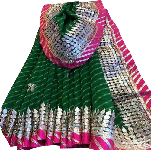 Stunning Green Gota Patti Georgette Saree - Perfect for Any Occasion - Luxurion World
