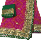Pink and Green Gota Patti Georgette Saree: Elegant Ethnic Wear - Luxurion World