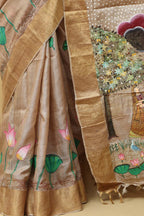 Vibrant Tussar Silk Saree: Exquisite Multicolor Hand Painted Design - Luxurion World